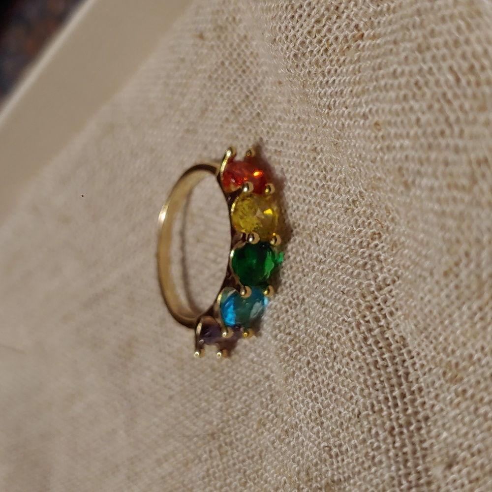Multicolor rainbow ring size 7 gold